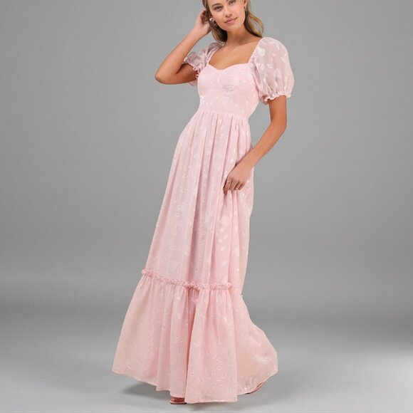 Lulus Phenomenal Sweetness Pink Floral Burnout Bustier Maxi Dress Size Large - Picture 1 of 9